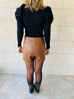 Camel Leather Shorts