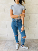 Black & White & Grey High Neck Crop Set