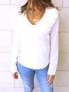 White Ruffle Detail Top