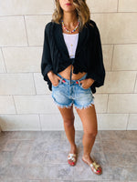 Black Ruffle Chiffon Top