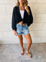 Black Ruffle Chiffon Top