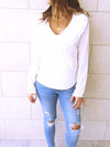 White Ruffle Detail Top