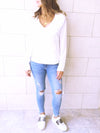 White Ruffle Detail Top