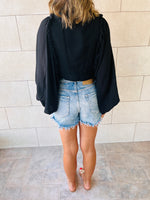 Black Ruffle Chiffon Top