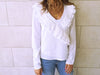 White Ruffle Detail Top