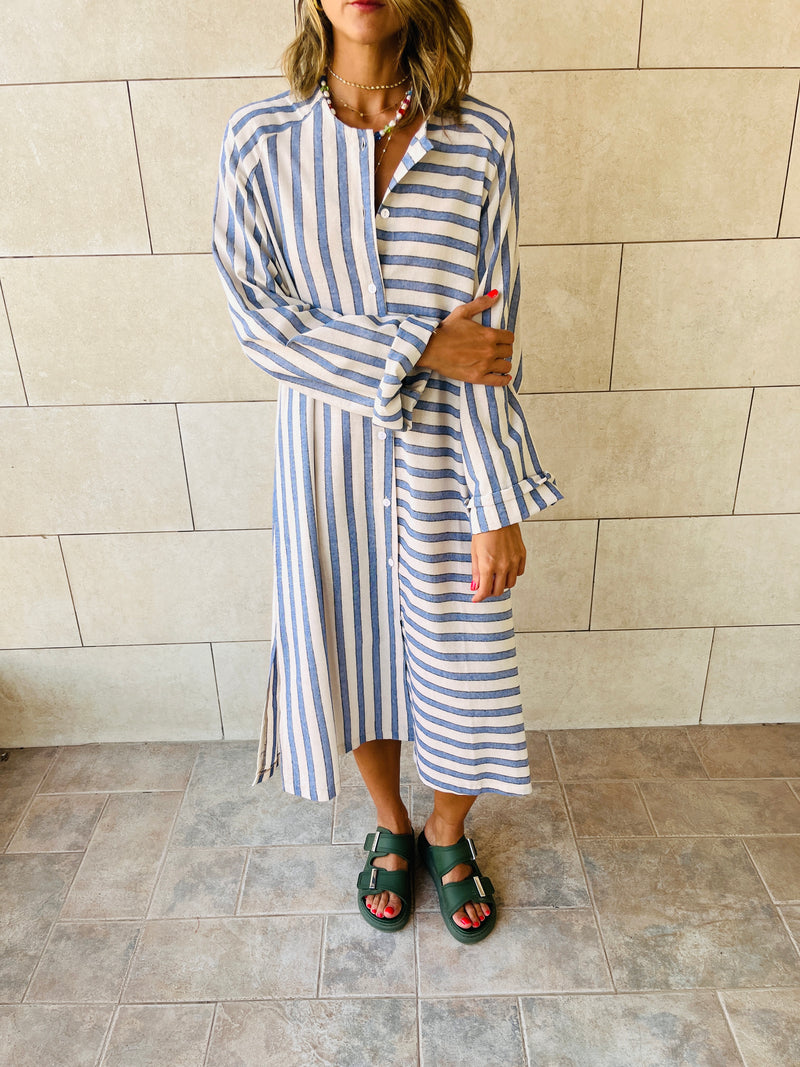 Blue Linen Tangier Dress