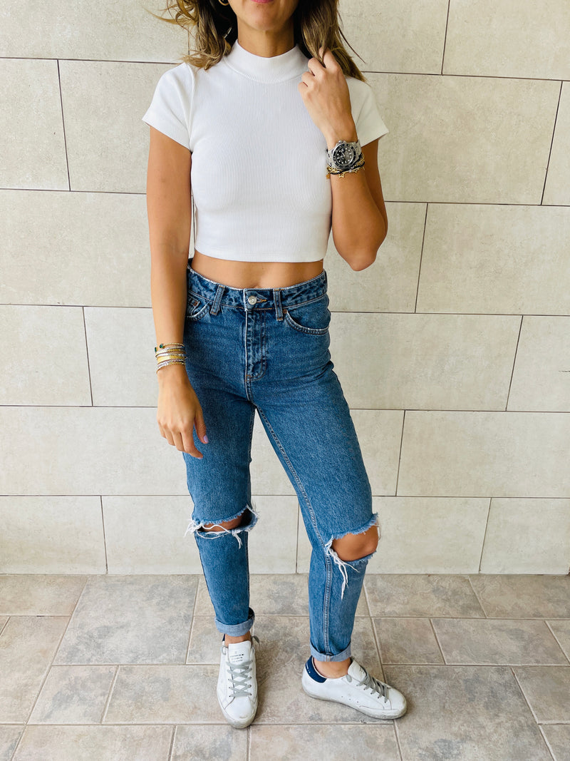 Black & White & Grey High Neck Crop Set