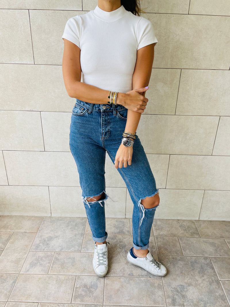 Black & White & Grey High Neck Crop Set