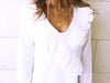 White Ruffle Detail Top