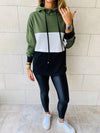 Olive Colour Block Sweatshirt
