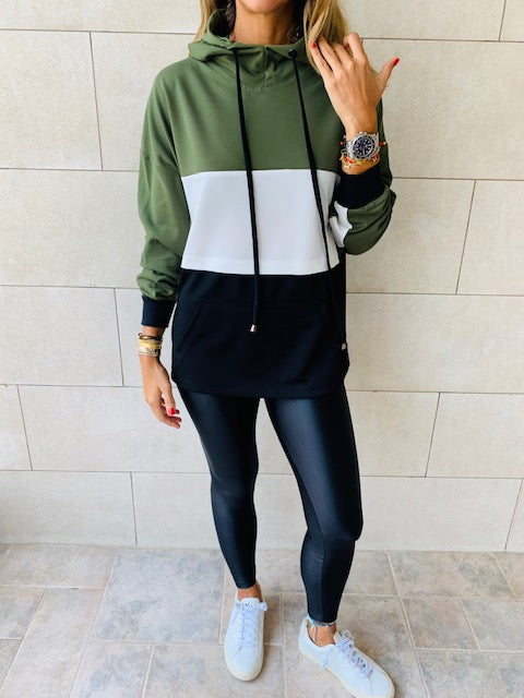 Olive Colour Block Sweatshirt