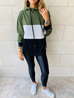 Olive Colour Block Sweatshirt