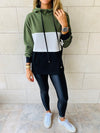 Olive Colour Block Sweatshirt