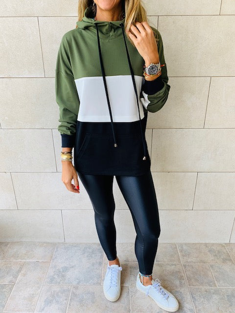 Olive Colour Block Sweatshirt
