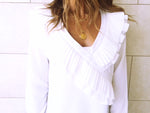 White Ruffle Detail Top