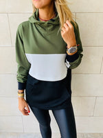 Olive Colour Block Sweatshirt