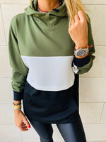 Olive Colour Block Sweatshirt