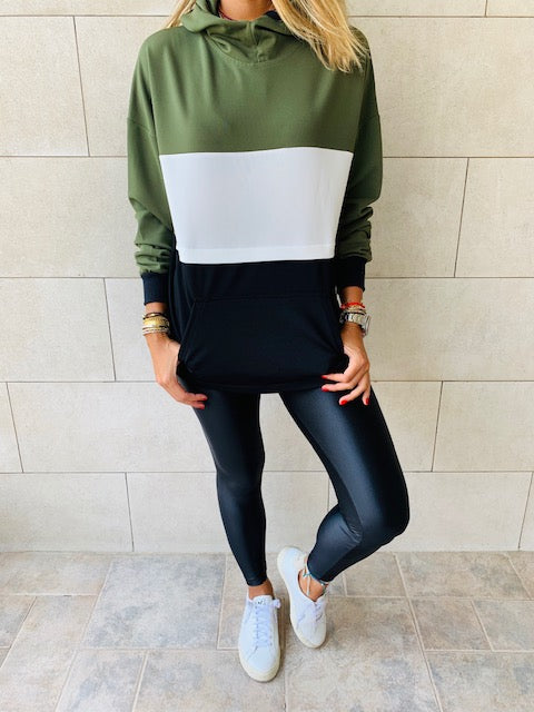 Olive Colour Block Sweatshirt