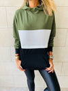Olive Colour Block Sweatshirt