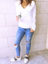 White Ruffle Detail Top