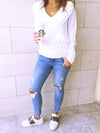 White Ruffle Detail Top