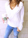 White Ruffle Detail Top