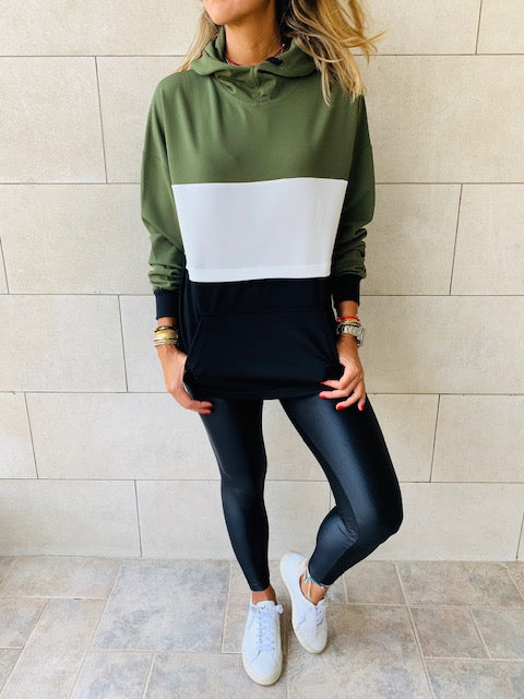 Olive Colour Block Sweatshirt