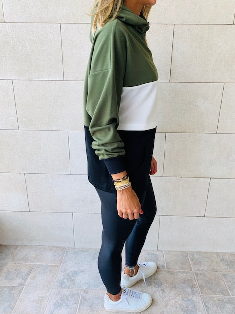 Olive Colour Block Sweatshirt