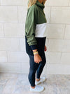 Olive Colour Block Sweatshirt