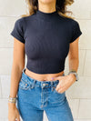 Black & White & Grey High Neck Crop Set