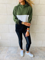 Olive Colour Block Sweatshirt