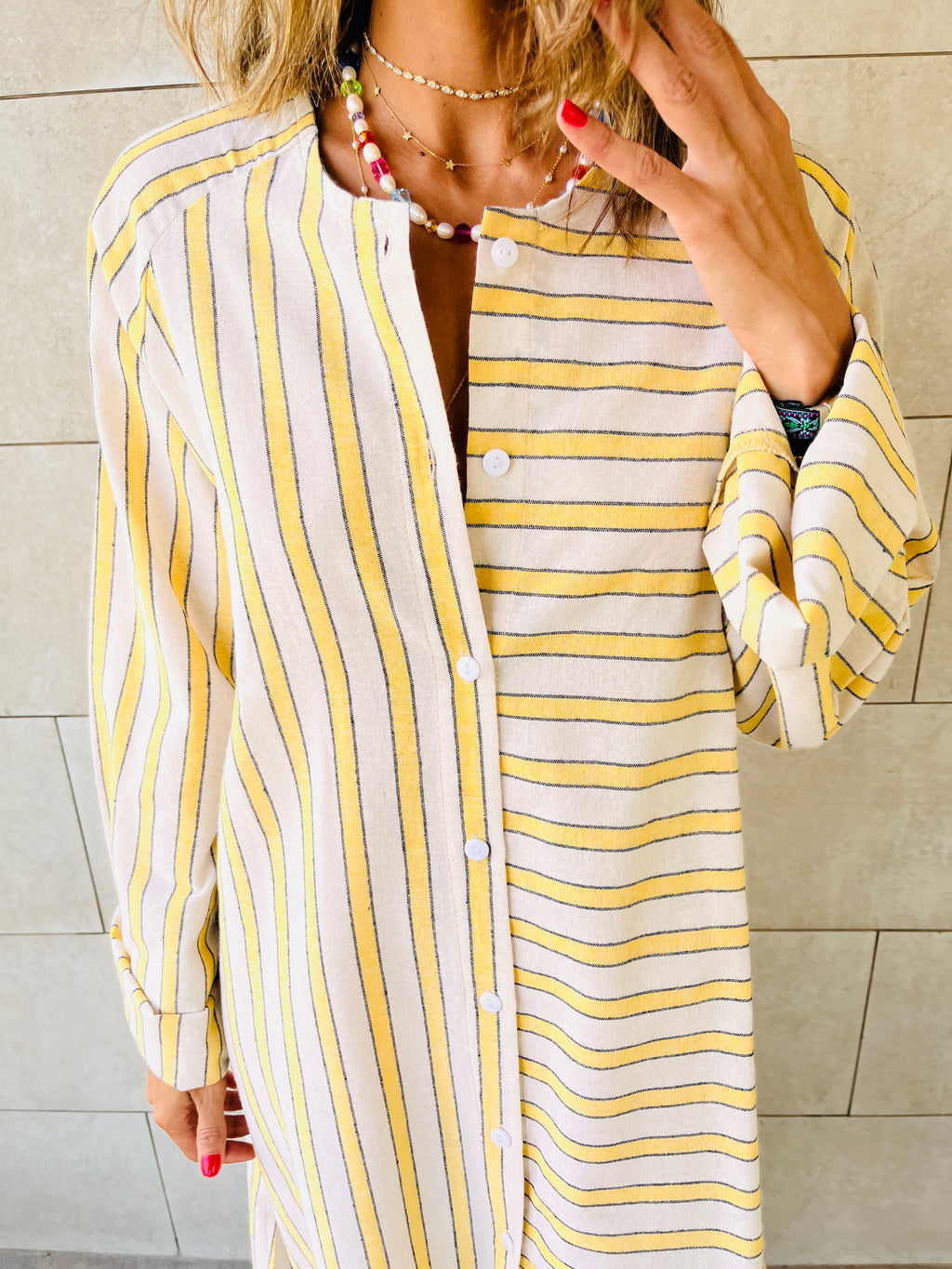 Yellow Desert Lined Linen Dress