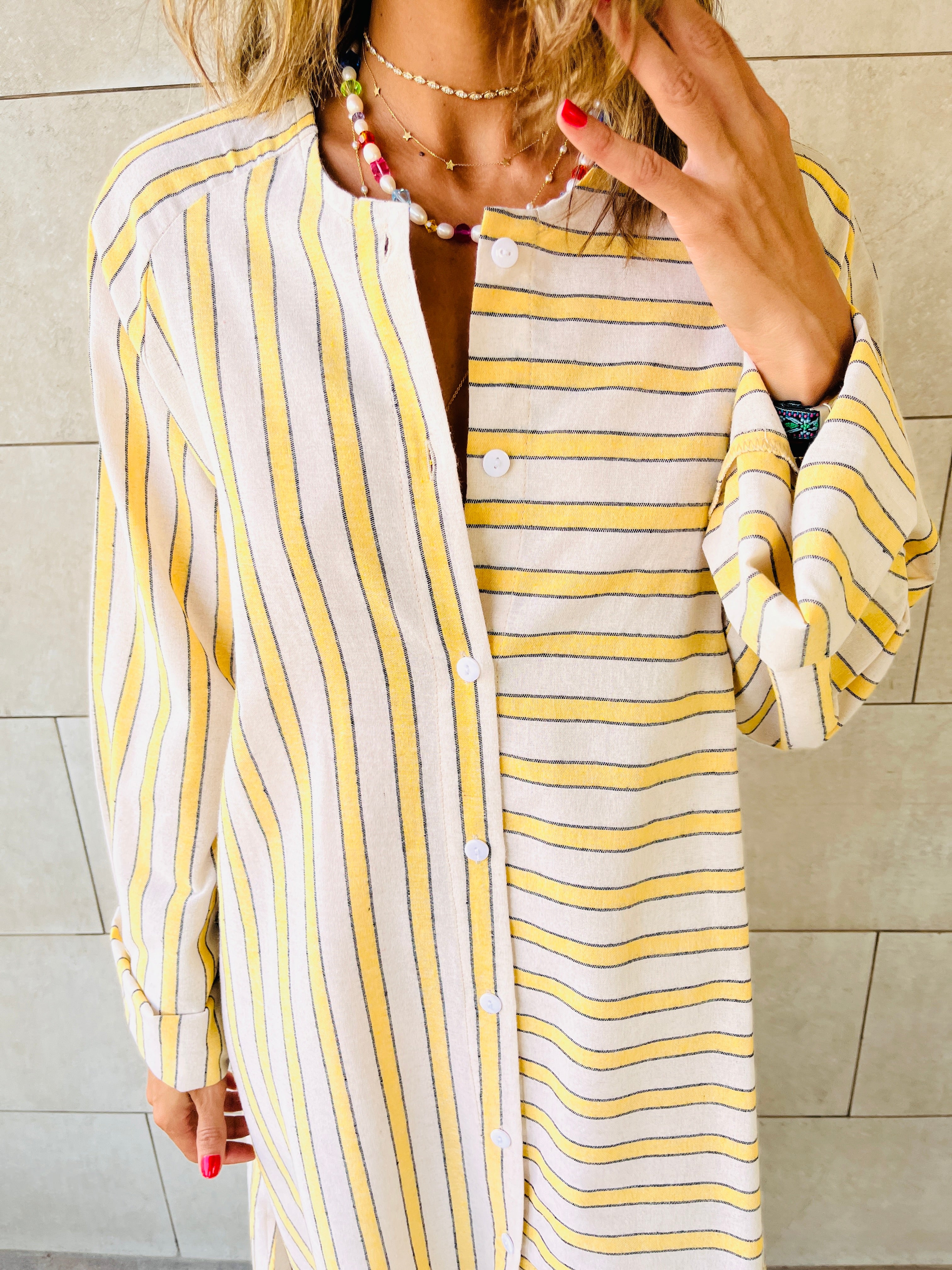 Yellow Desert Lined Linen Dress