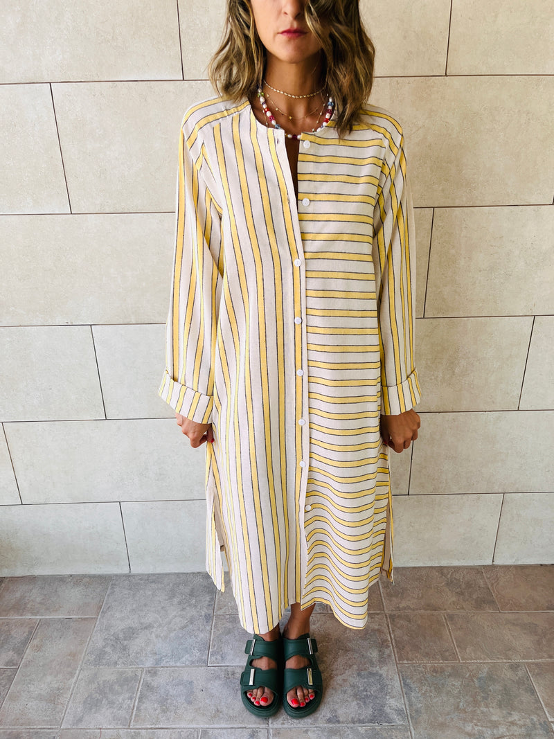 Yellow Desert Lined Linen Dress