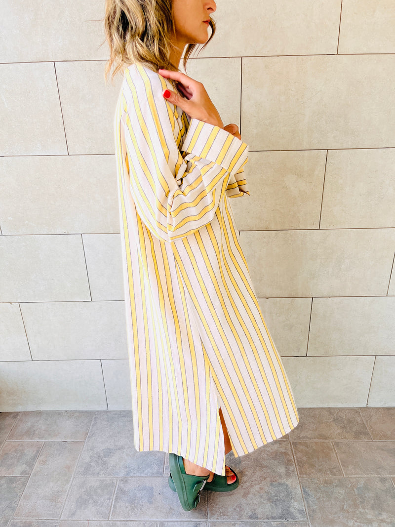 Yellow Desert Lined Linen Dress