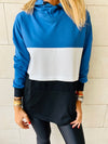 Blue Colour Block Sweatshirt
