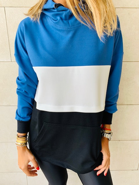 Blue Colour Block Sweatshirt
