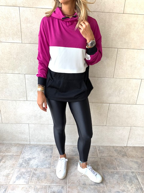 Magenta Colour Block Sweatshirt