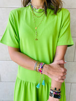 Lime Long Tiered Dress