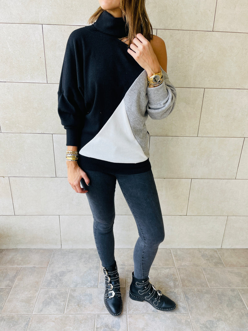 One Shoulder Colour Block Top
