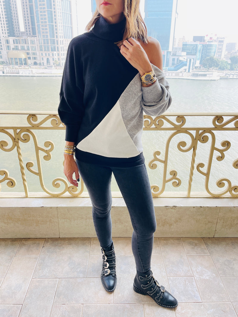 One Shoulder Colour Block Top