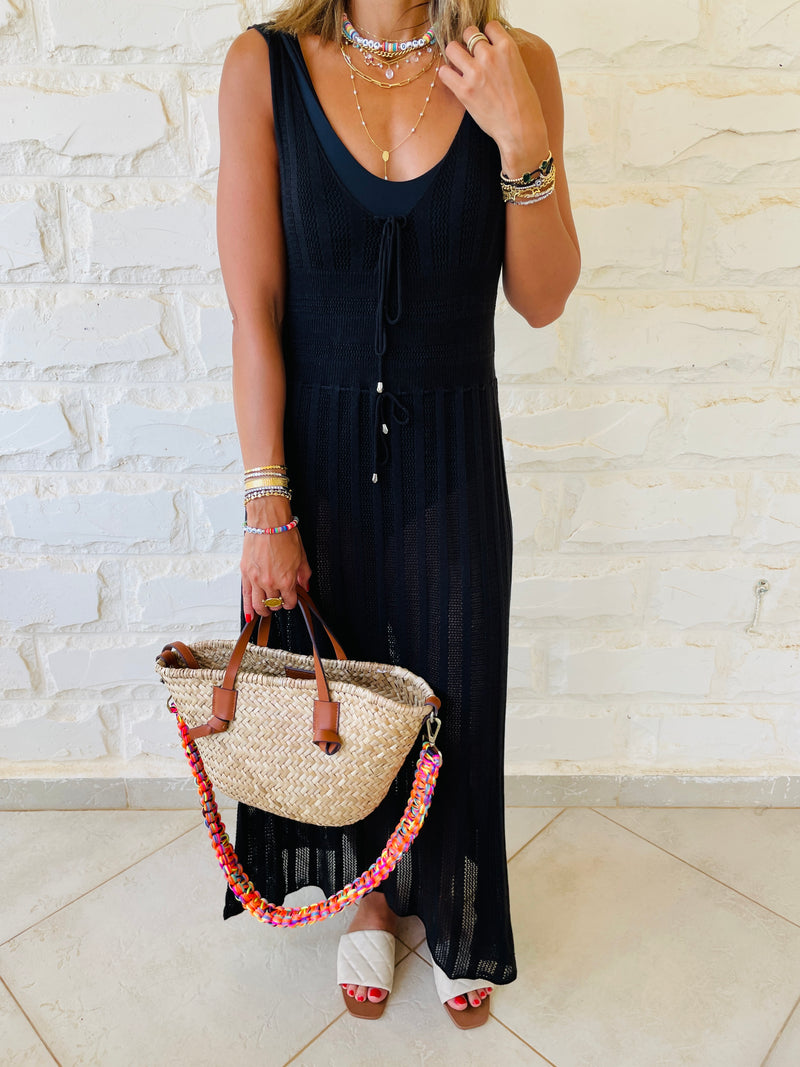 Black Midi Crochet Dress