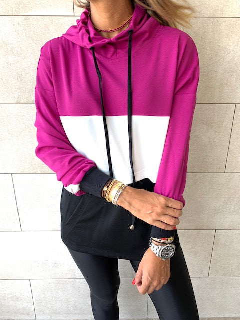 Magenta Colour Block Sweatshirt