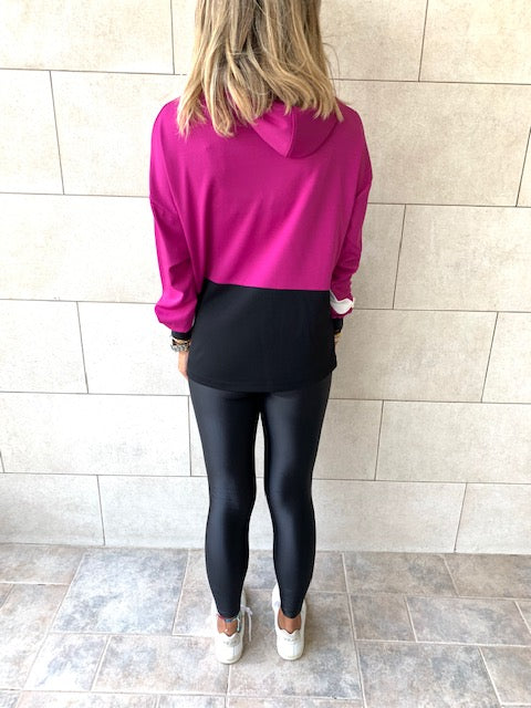 Magenta Colour Block Sweatshirt