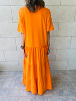 Orange Long Tiered Dress