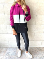 Magenta Colour Block Sweatshirt