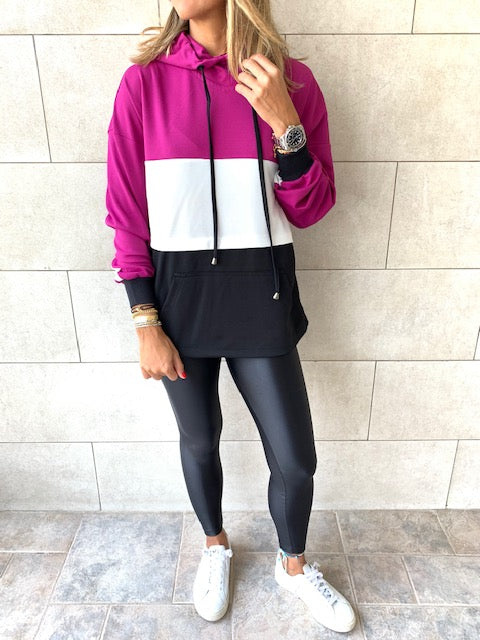 Magenta Colour Block Sweatshirt