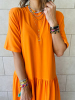 Orange Long Tiered Dress