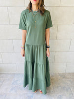 Olive Long Tiered Dress