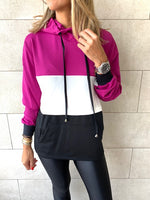 Magenta Colour Block Sweatshirt